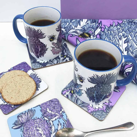 Load image into Gallery viewer, Thistle Mug, Scotland Gift, Scottish Mug, Ceramic Mug, Thistle Lover Gift, Outlander Gift, Coffee Mug Gift, Mom Gift, Dad Gift, Wife Gift
