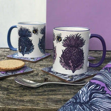 Load image into Gallery viewer, Thistle Mug, Scotland Gift, Scottish Mug, Ceramic Mug, Thistle Lover Gift, Outlander Gift, Coffee Mug Gift, Mom Gift, Dad Gift, Wife Gift
