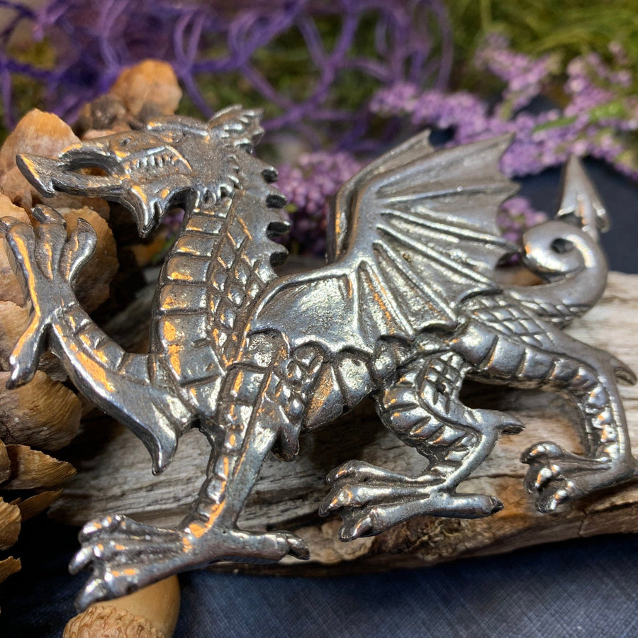 Welsh Dragon Brooch, Wales Jewelry, Extra Large Celtic Pin, Grooms Gift, Father's Day Gift, Celtic Pin, Pagan Brooch, Plaid Pin, Tartan Pin