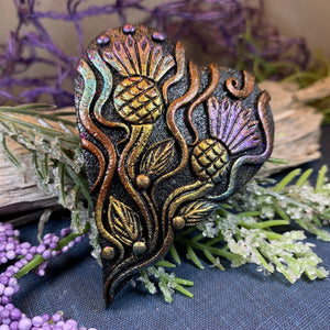 Thistle Brooch, Scotland Jewelry, Celtic Brooch, Scarf Pin, Coat Pin, Flower Jewelry, Nature Jewelry, Scottish Gift, Wiccan Jewelry