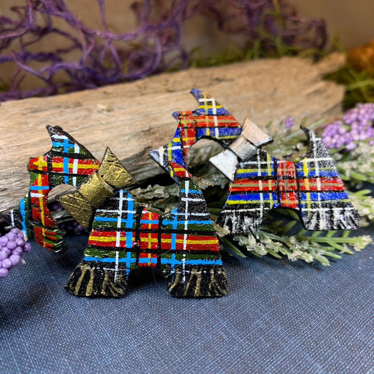 Tartan Dog Scottish Brooch - Handmade in Scotland — view 3