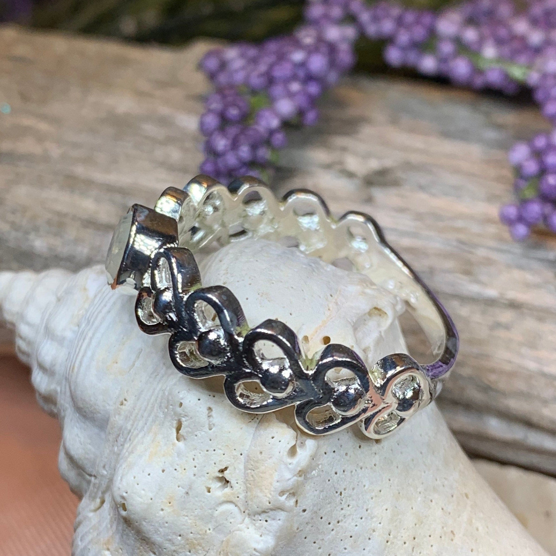 Celtic Love Knot Ring, Moonstone Ring, Silver Boho Ring, Statement Ring, Celtic Jewelry, Anniversary Gift, Promise Ring, Wife Gift