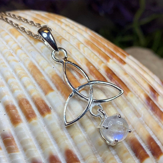 Moonstone Necklace, Trinity Knot Pendant, Celtic Jewelry, Anniversary Gift, Irish Jewelry, Scottish Necklace, Girlfriend Gift, Celtic Knot