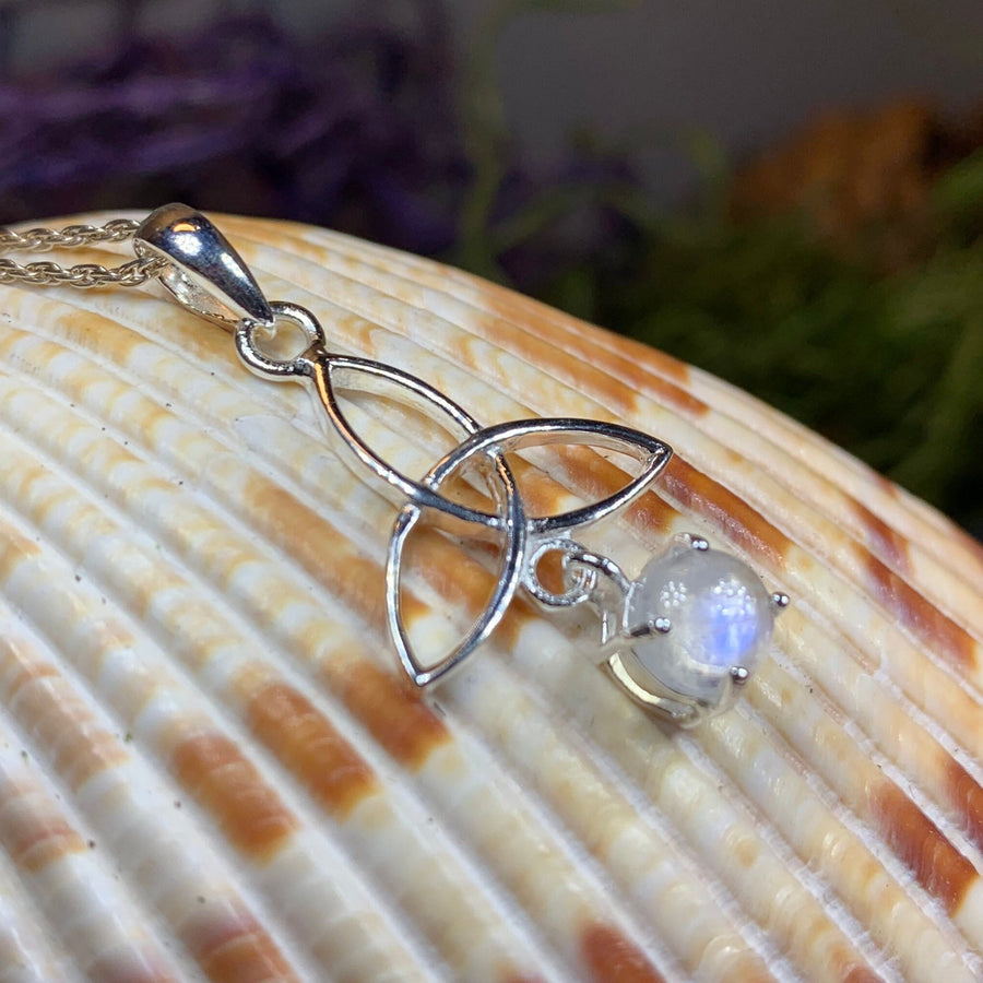 Moonstone Necklace, Trinity Knot Pendant, Celtic Jewelry, Anniversary Gift, Irish Jewelry, Scottish Necklace, Girlfriend Gift, Celtic Knot