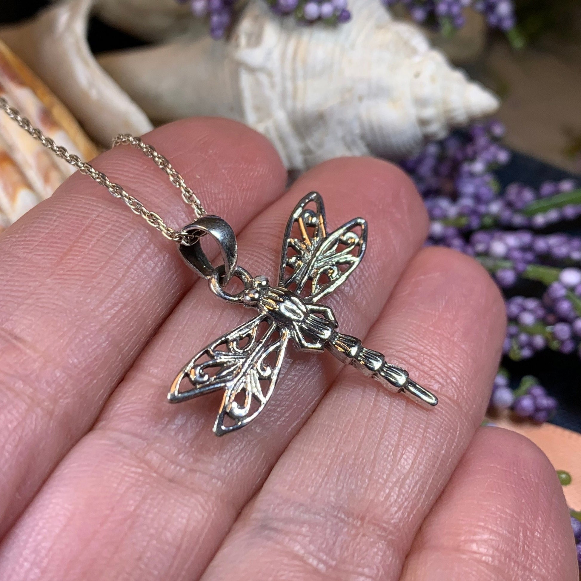 Dragonfly Necklace, Nature Necklace, Outlander Jewelry, Inspirational Gift, New Beginning, Anniversary Gift, Survivor Gift, Celtic Jewelry