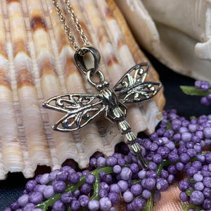 Dragonfly Necklace, Nature Necklace, Outlander Jewelry, Inspirational Gift, New Beginning, Anniversary Gift, Survivor Gift, Celtic Jewelry