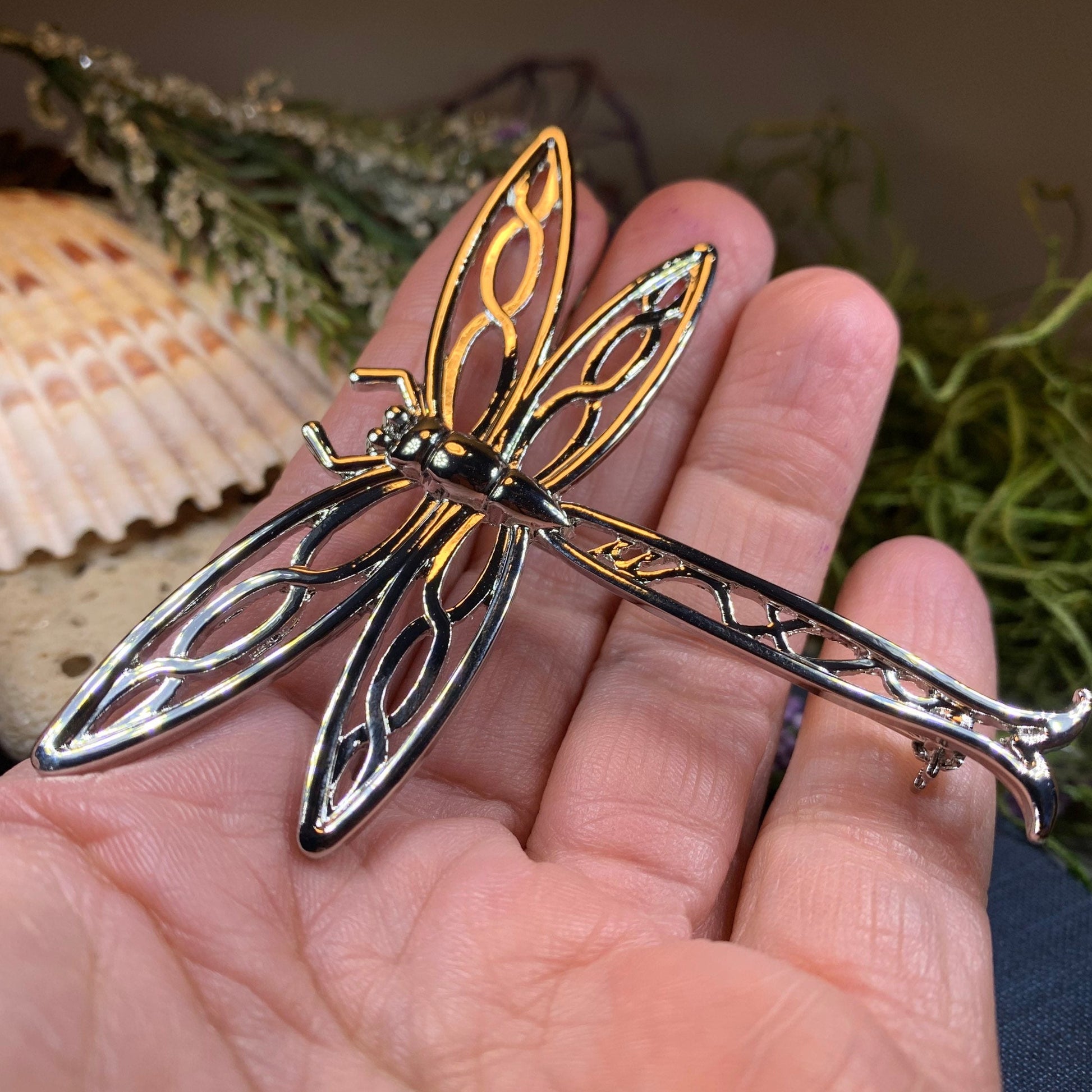 Dragonfly Brooch, Nature Pin, Inspirational Gift, Outlander Jewelry, Anniversary Gift, Friendship Gift, Celtic Brooch, Scarf Pin, Insect Pin