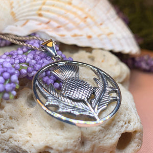 Thistle Necklace, Celtic Jewelry, Scotland Jewelry, Celtic Pendant, Nature Jewelry, Flower Jewelry, Outlander Jewelry, Nature Necklace