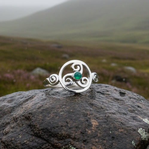 Celtic Spiral Ring, Moonstone Jewelry, Irish Ring, Triskele Jewelry, Celtic Jewelry, Anniversary Gift, Wiccan Jewelry, Wife Gift, Mom Gift