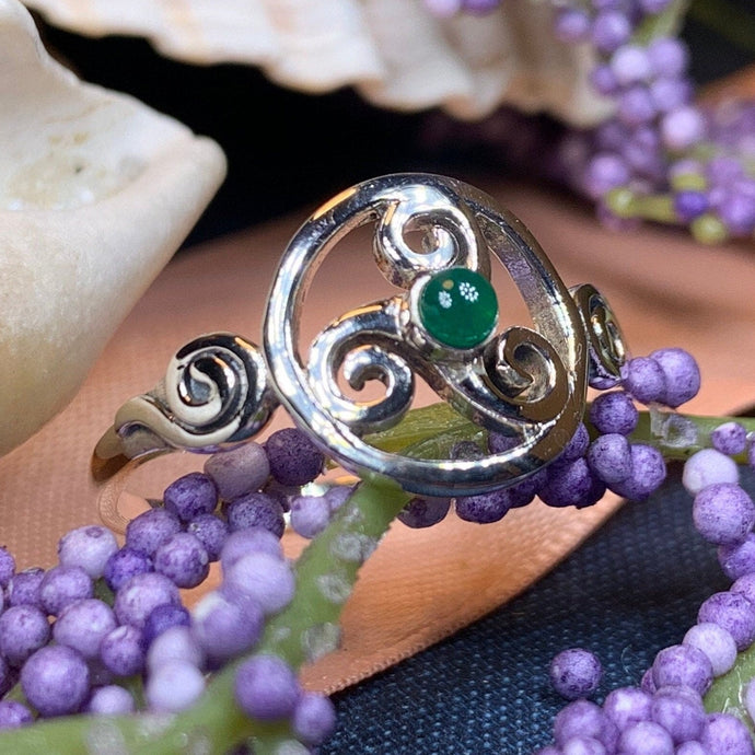 Celtic Spiral Ring, Moonstone Jewelry, Irish Ring, Triskele Jewelry, Celtic Jewelry, Anniversary Gift, Wiccan Jewelry, Wife Gift, Mom Gift