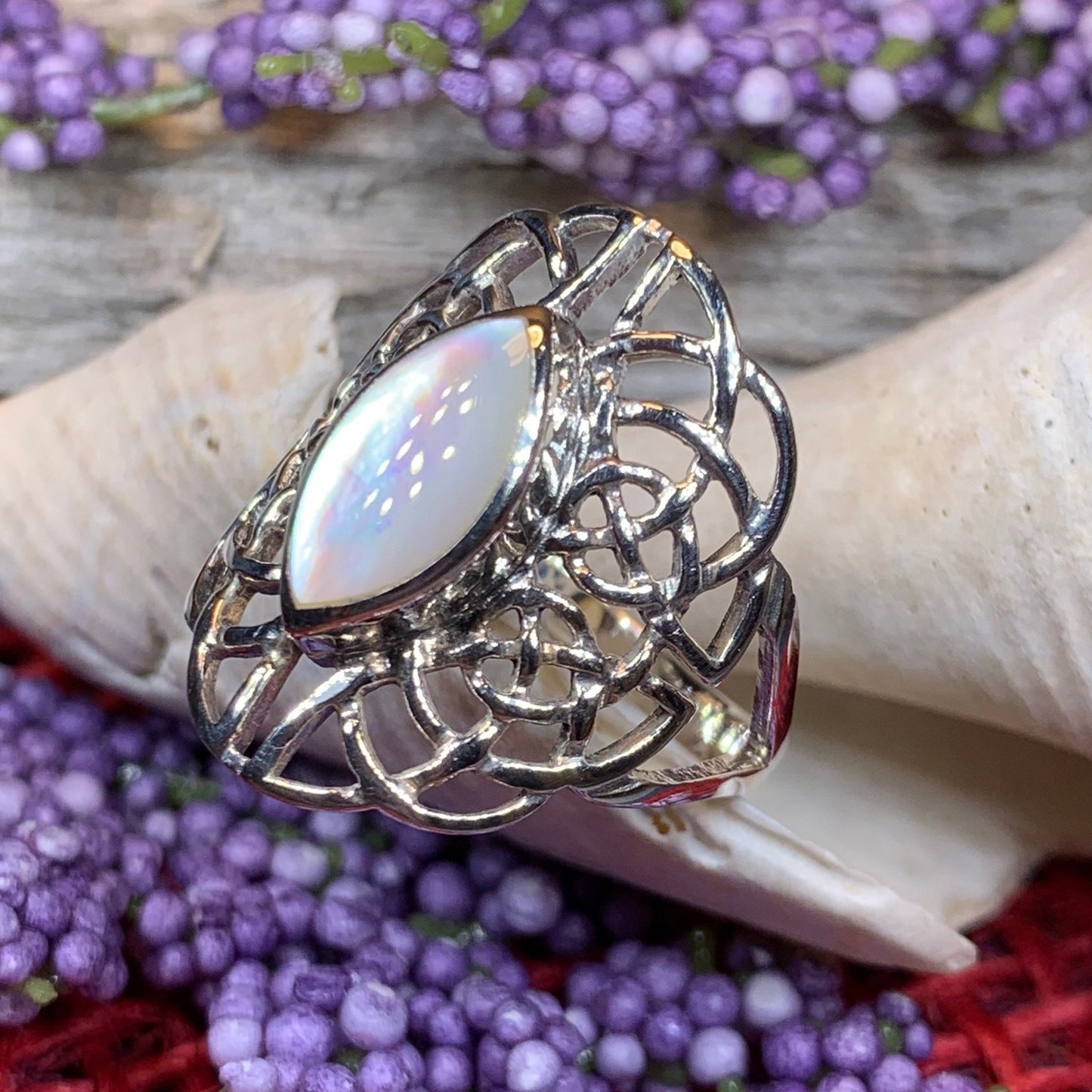 Celtic Knot Ring, Celtic Ring, Boho Statement Ring, Seashell Ring, Irish Ring, Anniversary Gift, Promise Ring, Wife Gift, Mom Gift, Silver