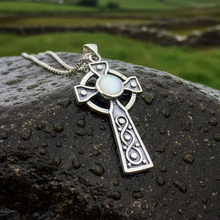 Celtic Cross Necklace, Irish Jewelry, Religious Gift, Anniversary Gift, Silver Cross, First Communion Gift, Baptism Cross, Confirmation Gift