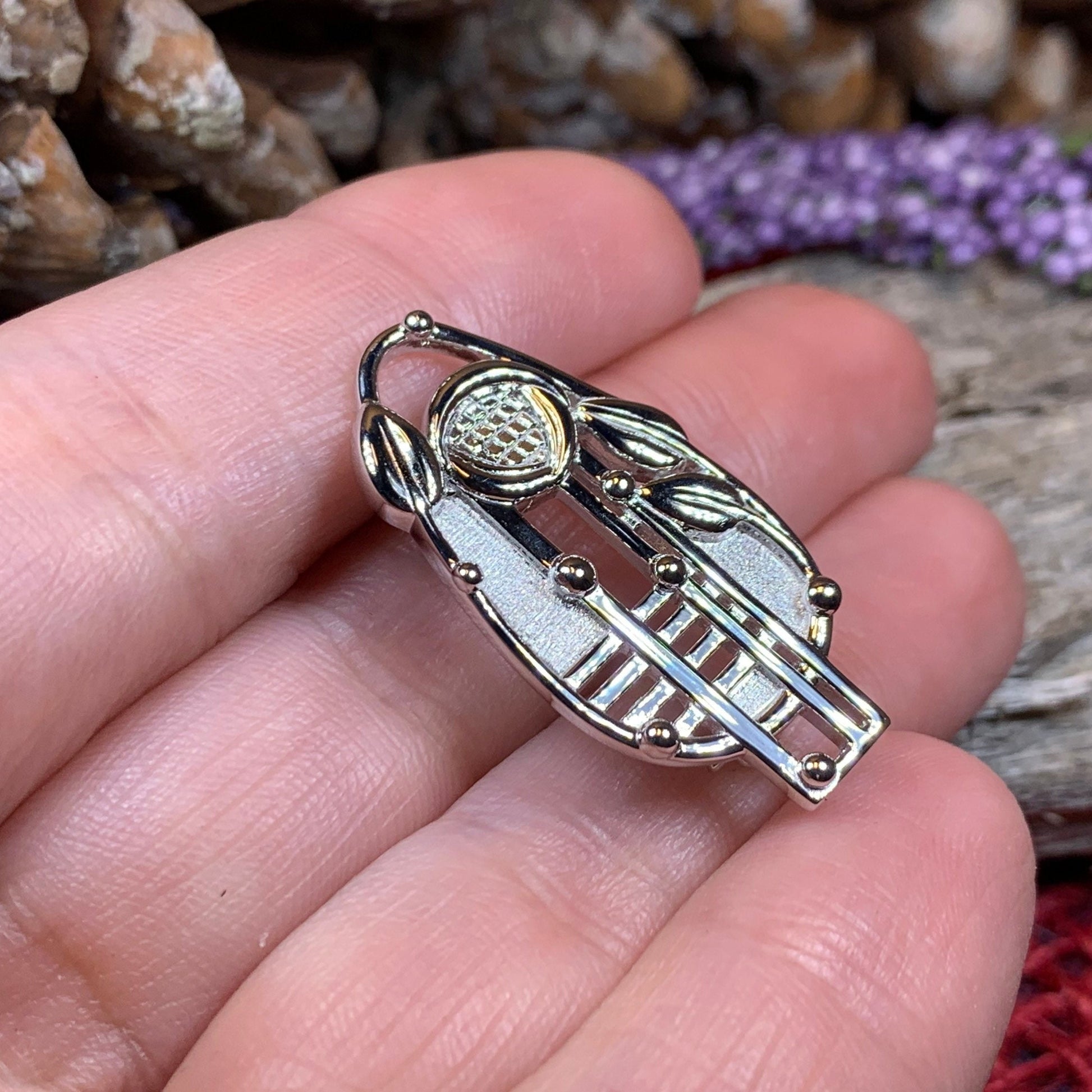 Mackintosh Brooch, Scotland Jewelry, Scottish Pin, Silver Celtic Pin, Scarf Pin, Art Deco Jewelry, Mom Gift, Wife Gift, Graduation Gift