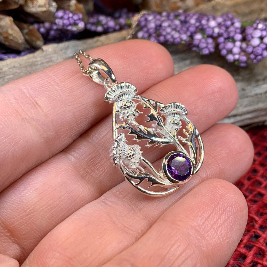 Thistle Necklace, Celtic Jewelry, Scotland Jewelry, Wife Gift, Celtic Knot Jewelry, Outlander Jewelry, Anniversary Gift, Scottish Necklace