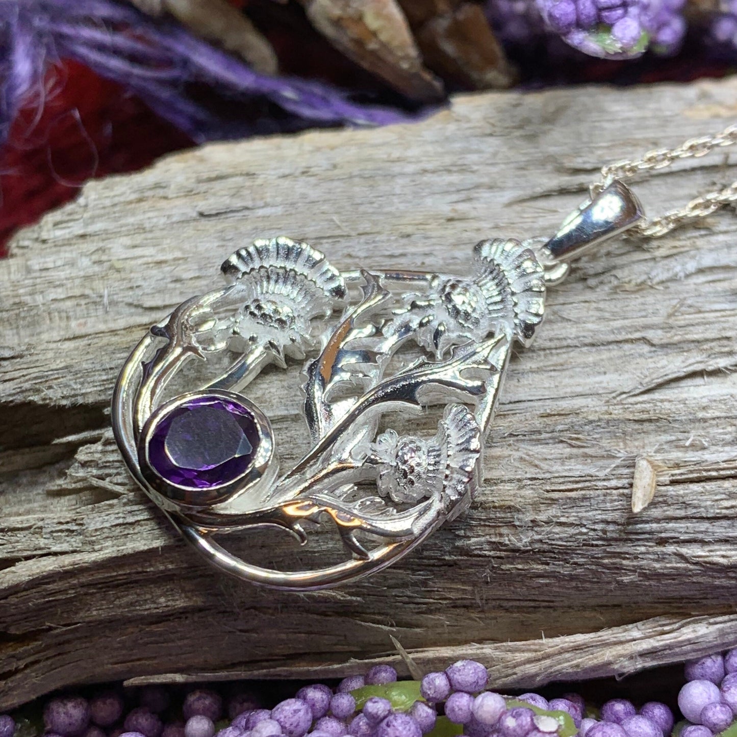 Thistle Necklace, Celtic Jewelry, Scotland Jewelry, Wife Gift, Celtic Knot Jewelry, Outlander Jewelry, Anniversary Gift, Scottish Necklace