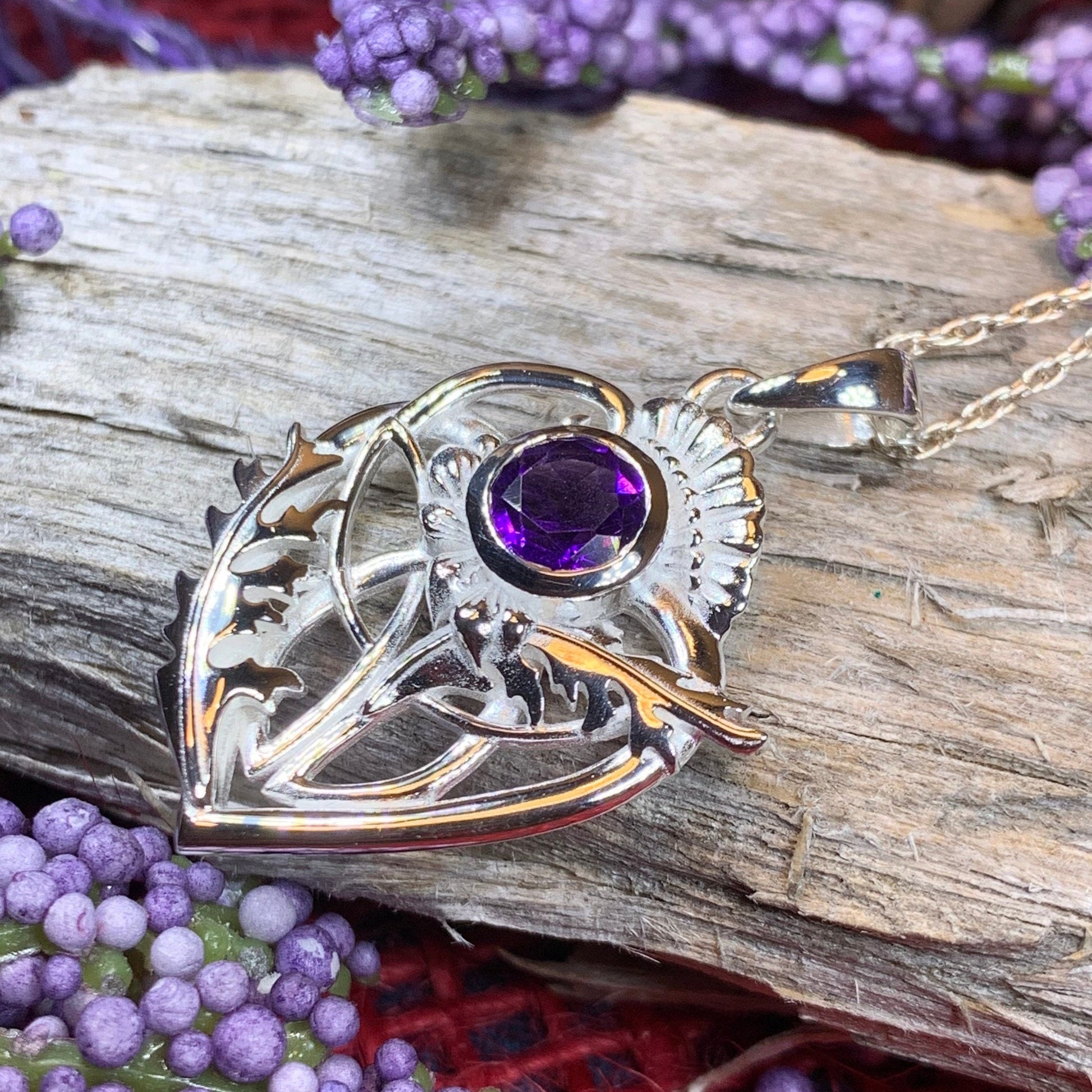 Thistle Necklace, Celtic Jewelry, Scotland Jewelry, Wife Gift, Celtic Knot Jewelry, Outlander Jewelry, Anniversary Gift, Scottish Necklace