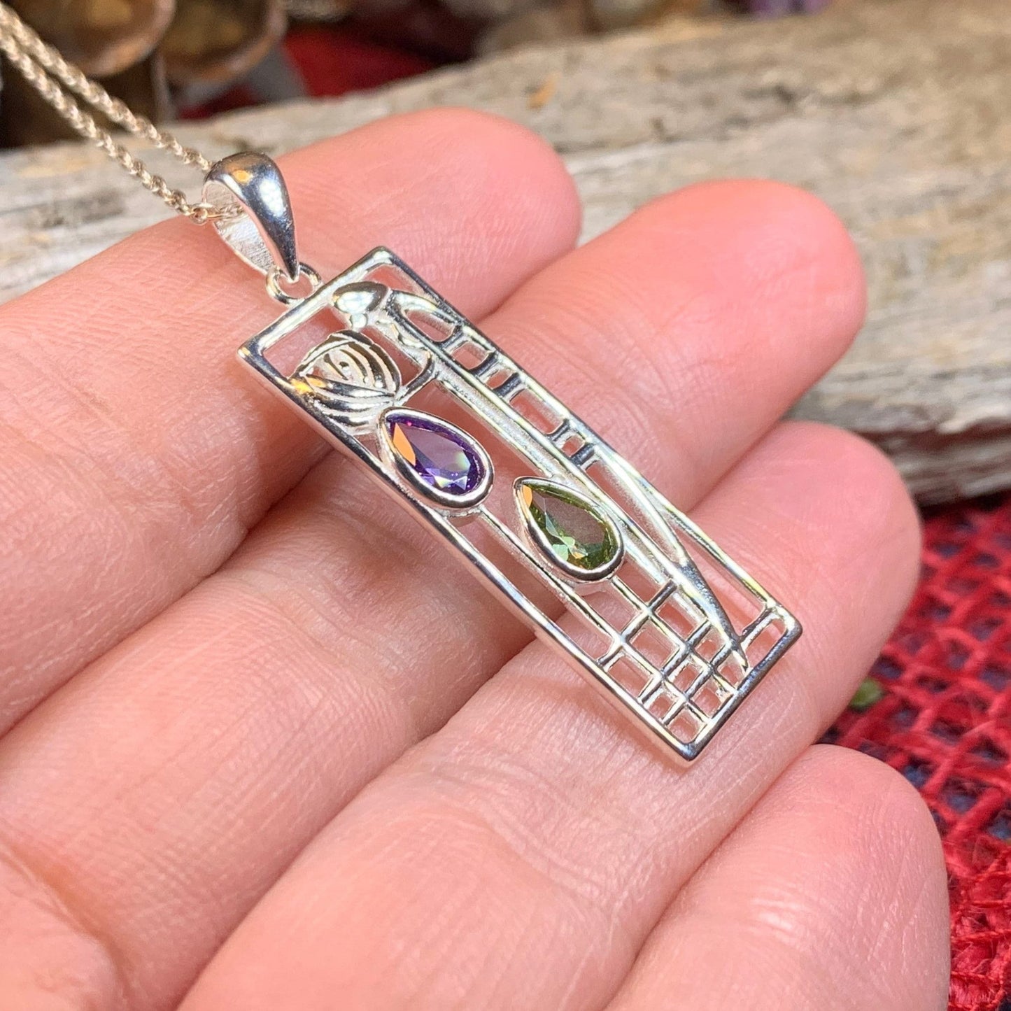 Mackintosh Necklace, Scottish Jewelry, Amethyst Pendant, Celtic Jewelry, Art Deco Pendant, Anniversary Gift, Scotland Necklace, Wife Gift