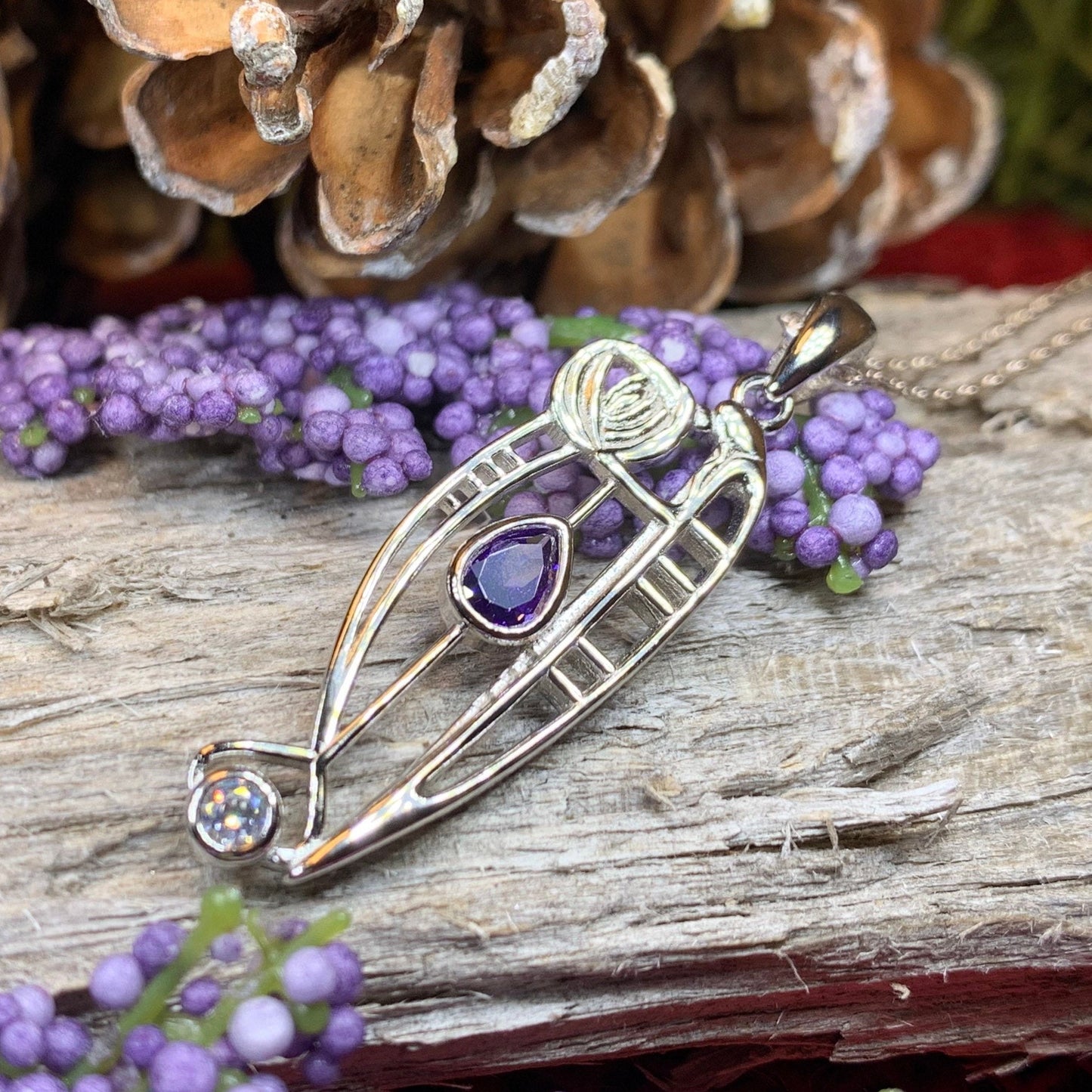Mackintosh Necklace, Scottish Jewelry, Amethyst Pendant, Celtic Jewelry, Art Deco Pendant, Anniversary Gift, Scotland Necklace, Wife Gift