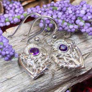 Orecchini con ametista dal design celtico - Argento Sterling 925 Orecchini con ametista dal design celtico - Argento Sterling 925