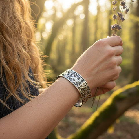Load image into Gallery viewer, Celtic Stag Bracelet, Celtic Jewelry, Irish Jewelry, Bangle Bracelet, Scotland Jewelry, Wiccan Jewelry, Scotland Lion Jewelry, Hunter Gift
