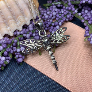 Dragonfly Necklace, Nature Necklace, Outlander Jewelry, Inspirational Gift, New Beginning, Anniversary Gift, Survivor Gift, Celtic Jewelry