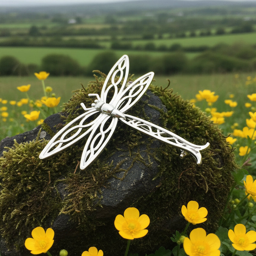 Dragonfly Brooch, Nature Pin, Inspirational Gift, Outlander Jewelry, Anniversary Gift, Friendship Gift, Celtic Brooch, Scarf Pin, Insect Pin