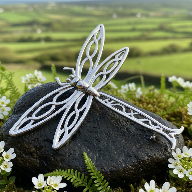Dragonfly Brooch, Nature Pin, Inspirational Gift, Outlander Jewelry, Anniversary Gift, Friendship Gift, Celtic Brooch, Scarf Pin, Insect Pin