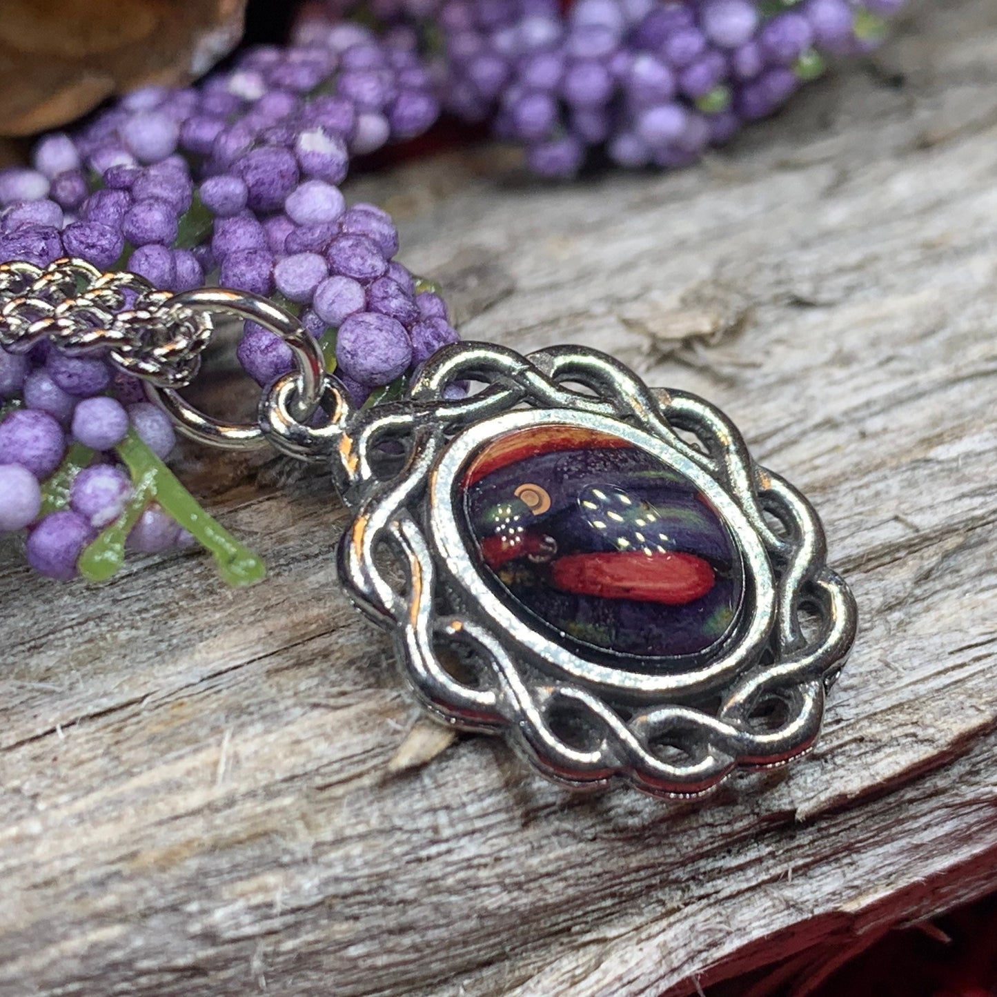 Celtic Necklace, Scotland Necklace, Heather Jewelry, Nature Necklace, Scottish Jewelry, Heathergem Gift, Graduation Gift, Anniversary Gift