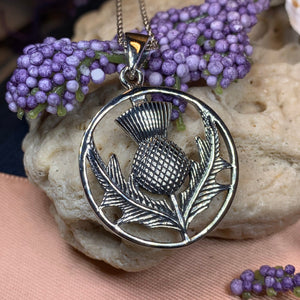 Thistle Necklace, Celtic Jewelry, Scotland Jewelry, Celtic Pendant, Nature Jewelry, Flower Jewelry, Outlander Jewelry, Nature Necklace