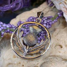 Load image into Gallery viewer, Thistle Necklace, Celtic Jewelry, Scotland Jewelry, Celtic Pendant, Nature Jewelry, Flower Jewelry, Outlander Jewelry, Nature Necklace
