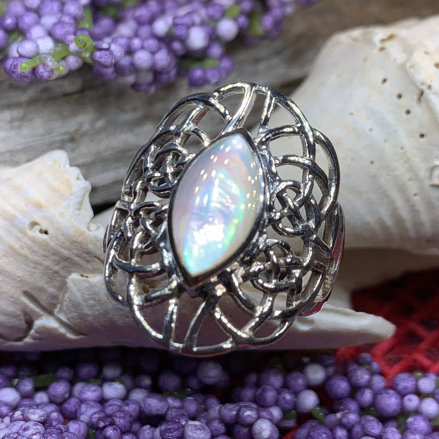 Celtic Knot Ring, Celtic Ring, Boho Statement Ring, Seashell Ring, Irish Ring, Anniversary Gift, Promise Ring, Wife Gift, Mom Gift, Silver