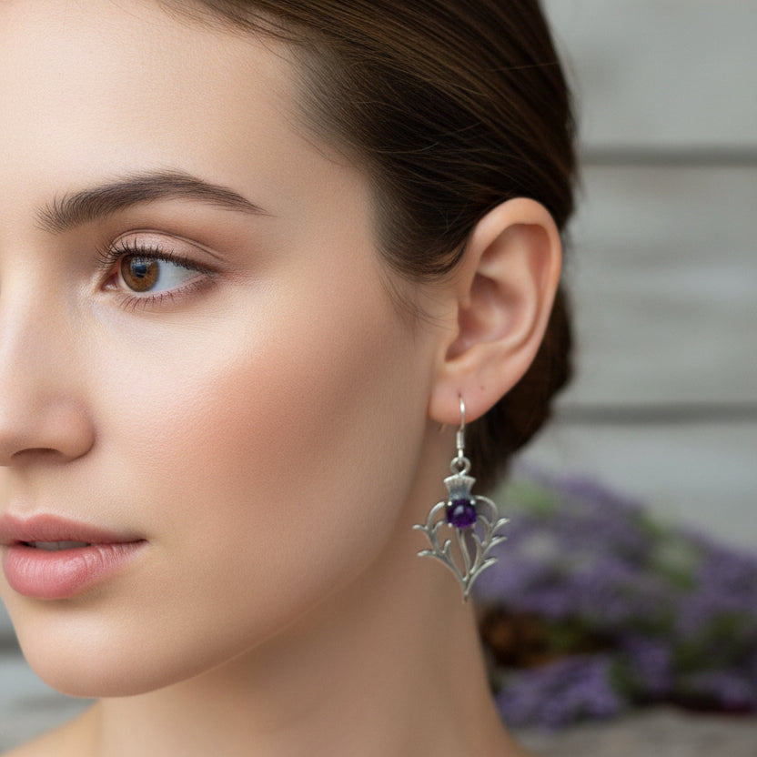 Thistle Earrings, Celtic Jewelry, Scotland Jewelry, Outlander Jewelry, Girlfriend Gift, Sister Gift, Mom Gift, Nature Jewelry, Wife Gift