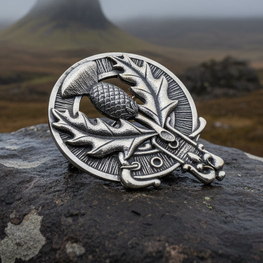 Thistle Brooch, Celtic Jewelry, Scottish Pin, Scotland Brooch, Celtic Brooch, Anniversary Gift, Cap Badge Pin, Bagpiper Gift, Plaid Pin