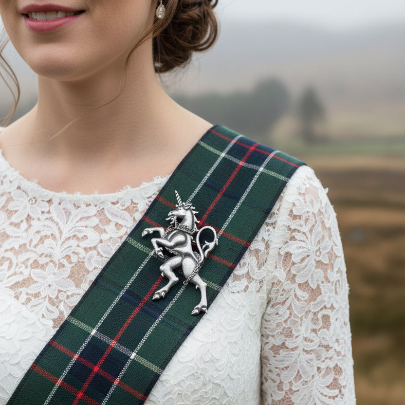Giles Unicorn of Scotland Tartan Pin — view 6