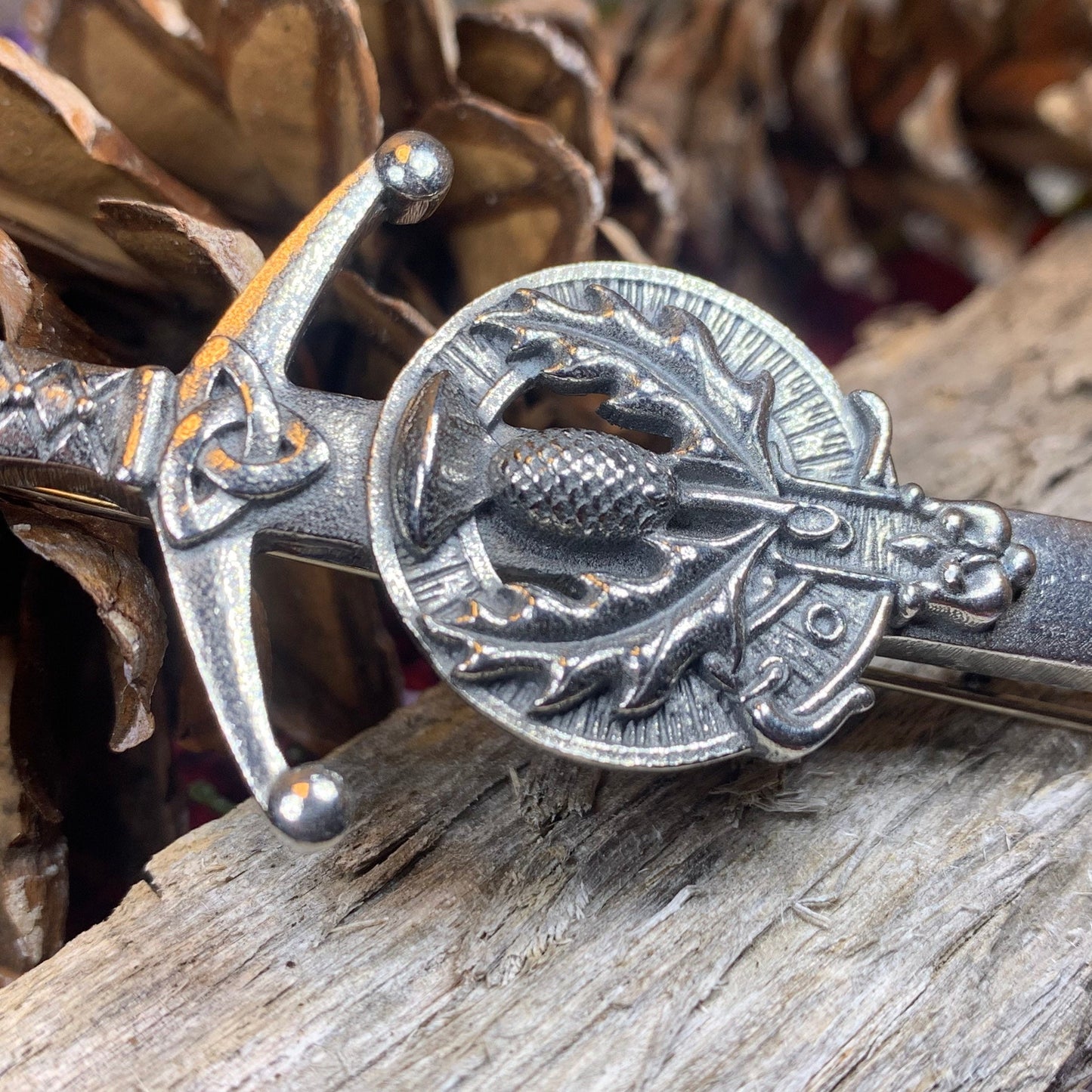 Thistle Kilt Pin, Sword Pin, Scottish Brooch, Scotland Jewelry, Celtic Pin, Tartan Pin, Thistle Jewelry, Groom Gift, Dad Gift, Bagpiper Gift