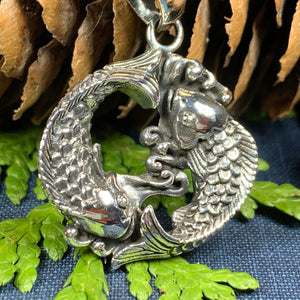 Yin Yang Necklace, Celtic Jewelry, Koi Jewelry, Wiccan Jewelry, Fish Jewelry, Yin Yang Pendant, Pagan Jewelry, Chinese Symbol Jewelry