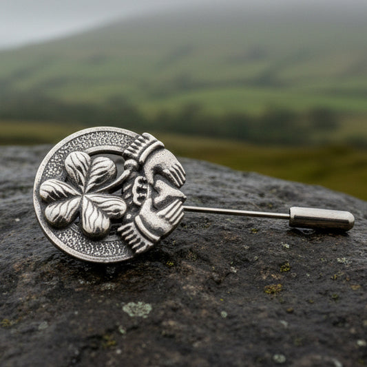 Claddagh Stick Pin, Irish Jewelry, Celtic Lapel Pin, Shamrock Pin, Clover Jewelry, Groom Gift, Ireland Gift, Wedding Jewelry, Tie Tac Pin
