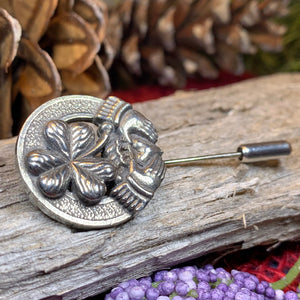 Claddagh Stick Pin, Irish Jewelry, Celtic Lapel Pin, Shamrock Pin, Clover Jewelry, Groom Gift, Ireland Gift, Wedding Jewelry, Tie Tac Pin