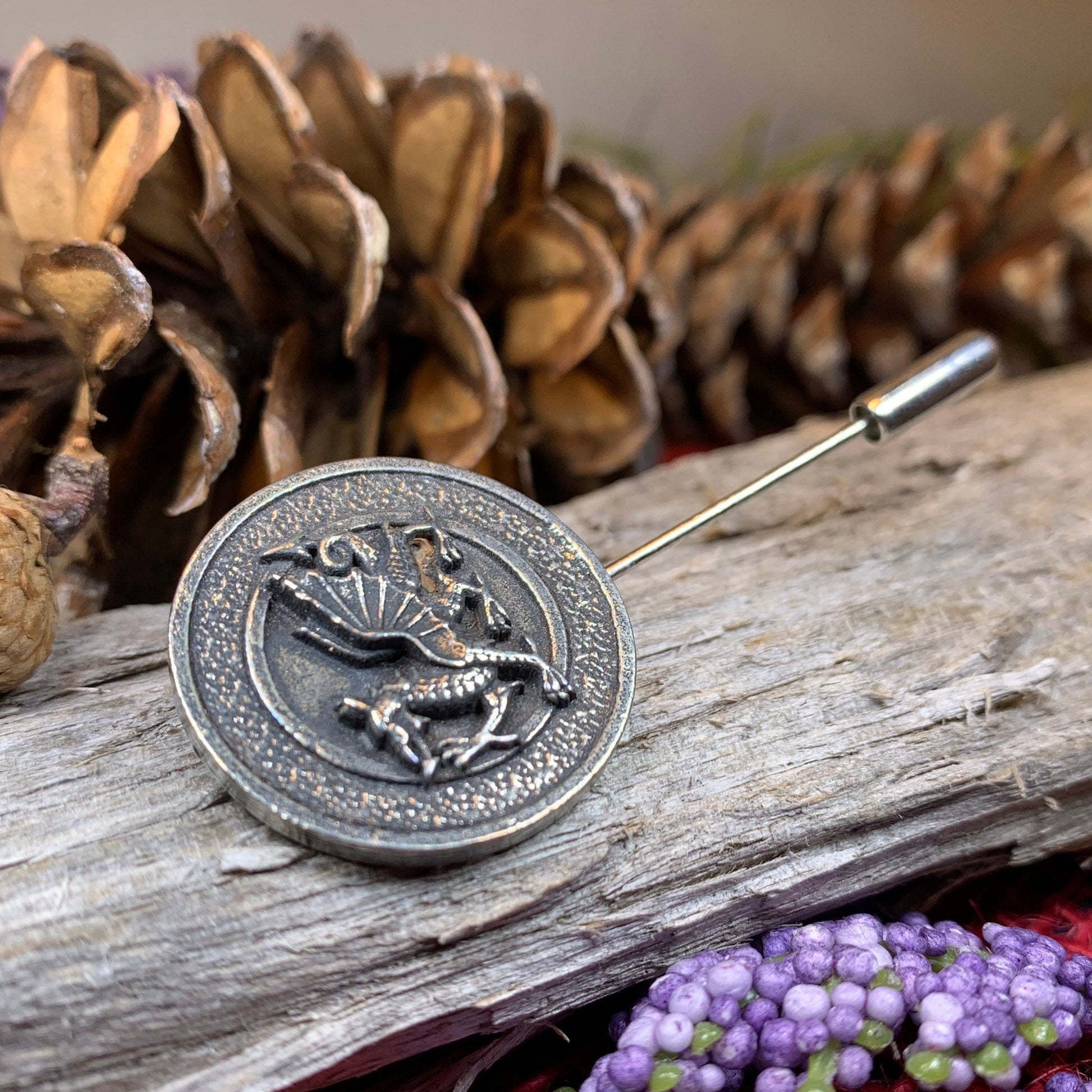 Dragon Stick Pin, Welsh Jewelry, Celtic Stick Pin, Bride Pin, Wales Lapel Pin, Groom Gift, Pewter Gift, Wedding Jewelry, Tie Tac Pin