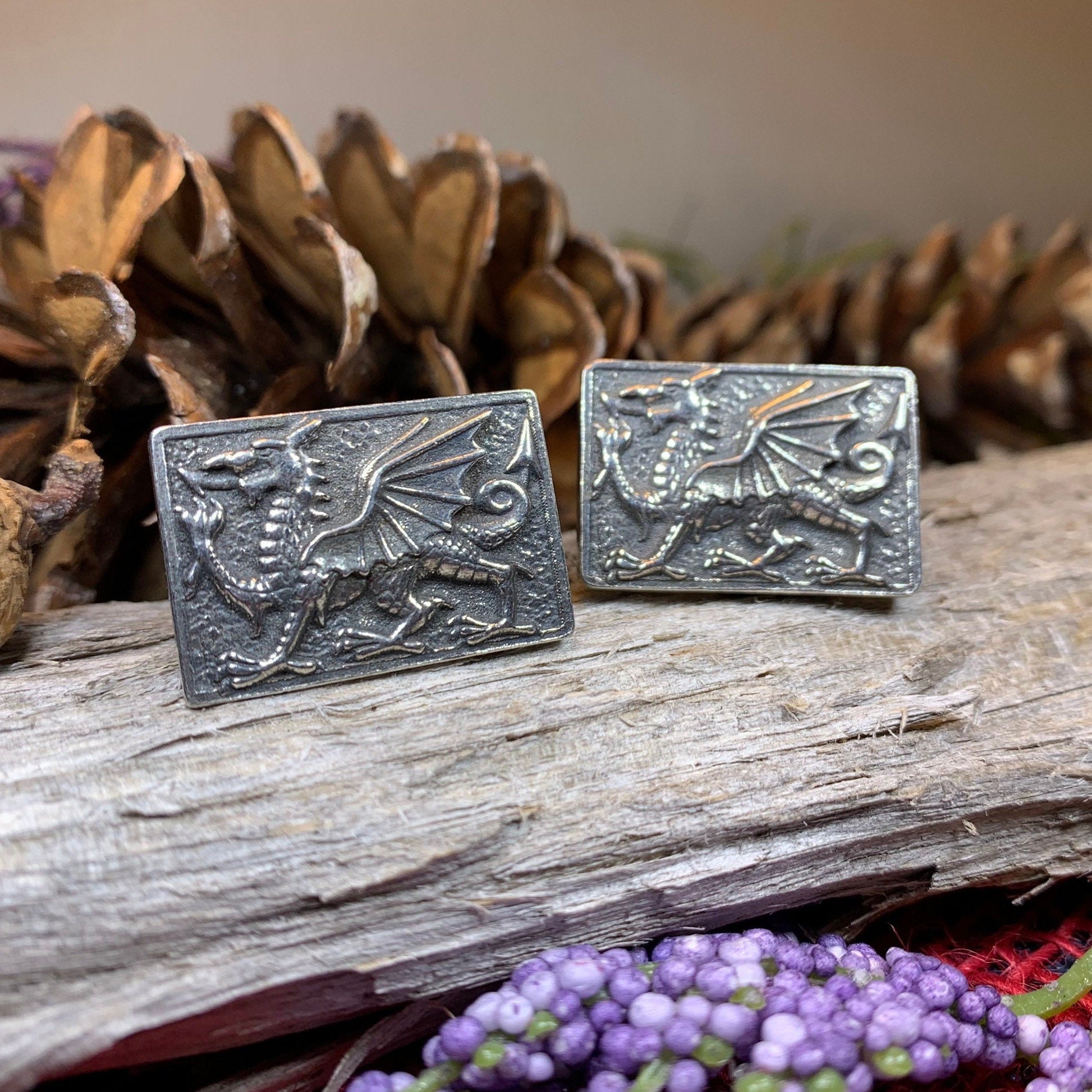 Welsh Dragon Cuff Links, Dragon Jewelry, Animal Jewelry, Wales Jewelry, Celtic Jewelry, Welsh Groom Gift, Best Man Gift, Anniversary Gift
