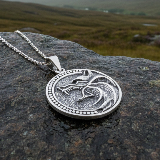 Wolf Necklace, Celtic Jewelry, Norse Jewelry, Pagan Jewelry, Viking Jewelry, Animal Jewelry, Lone Wolf Gift, Direwolf Jewelry, Dad Gift