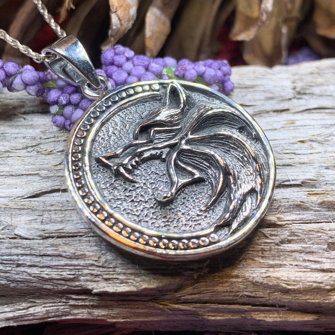 Wolf Necklace, Celtic Jewelry, Norse Jewelry, Pagan Jewelry, Viking Jewelry, Animal Jewelry, Lone Wolf Gift, Direwolf Jewelry, Dad Gift