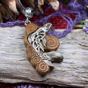 Salmon of Knowledge Necklace, Celtic Necklace, Irish Jewelry, Norse Jewelry, Fish Jewelry, Anniversary Gift, Boho Jewelry, Ireland Gift
