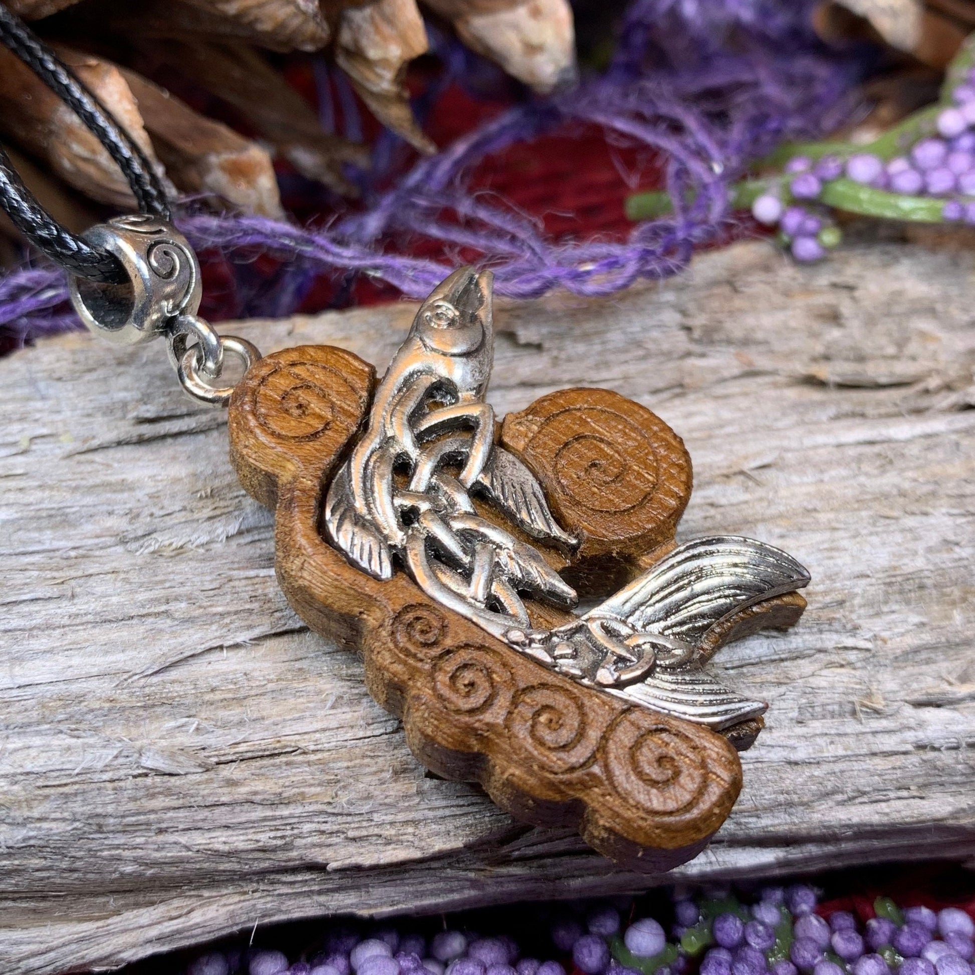Salmon of Knowledge Necklace, Celtic Necklace, Irish Jewelry, Norse Jewelry, Fish Jewelry, Anniversary Gift, Boho Jewelry, Ireland Gift