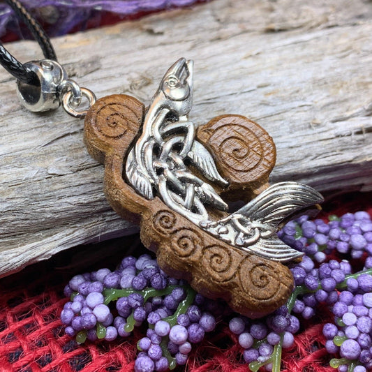 Salmon of Knowledge Necklace, Celtic Necklace, Irish Jewelry, Norse Jewelry, Fish Jewelry, Anniversary Gift, Boho Jewelry, Ireland Gift