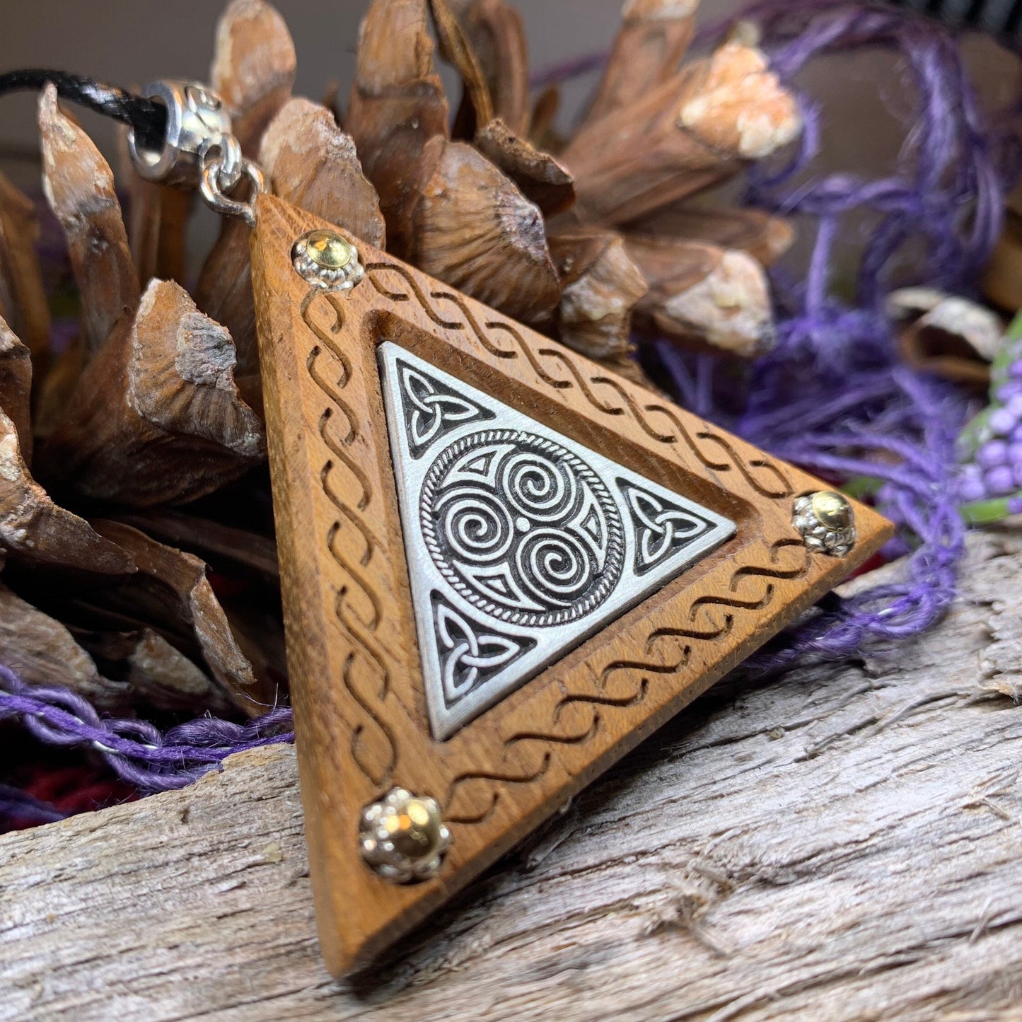 Triple Spiral Necklace, Celtic Necklace, Irish Jewelry, Norse Jewelry, Scotland Jewelry, Anniversary Gift, Boho Jewelry, Mom Gift, Wife Gift