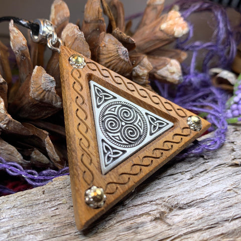 Load image into Gallery viewer, Triple Spiral Necklace, Celtic Necklace, Irish Jewelry, Norse Jewelry, Scotland Jewelry, Anniversary Gift, Boho Jewelry, Mom Gift, Wife Gift
