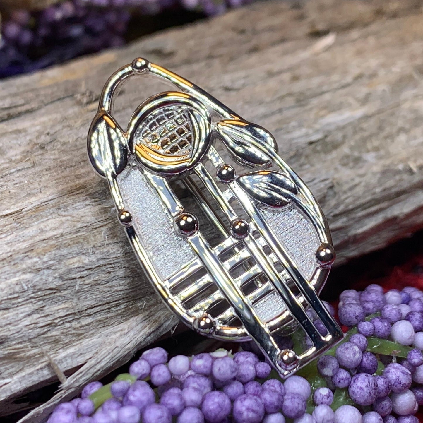 Mackintosh Brooch, Scotland Jewelry, Scottish Pin, Silver Celtic Pin, Scarf Pin, Art Deco Jewelry, Mom Gift, Wife Gift, Graduation Gift