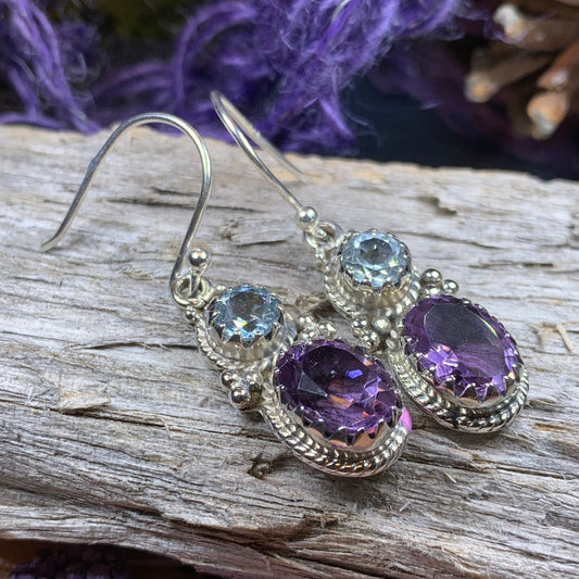 Amethyst Romance Earrings, Celtic Jewelry, Dangle Earrings, Goddess Jewelry, Boho Gift, Anniversary Gift, Silver Mom Gift, Purple Jewelry