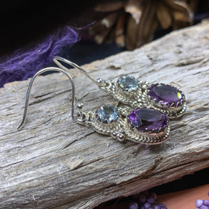 Amethyst Romance Earrings, Celtic Jewelry, Dangle Earrings, Goddess Jewelry, Boho Gift, Anniversary Gift, Silver Mom Gift, Purple Jewelry